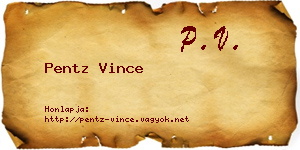Pentz Vince névjegykártya